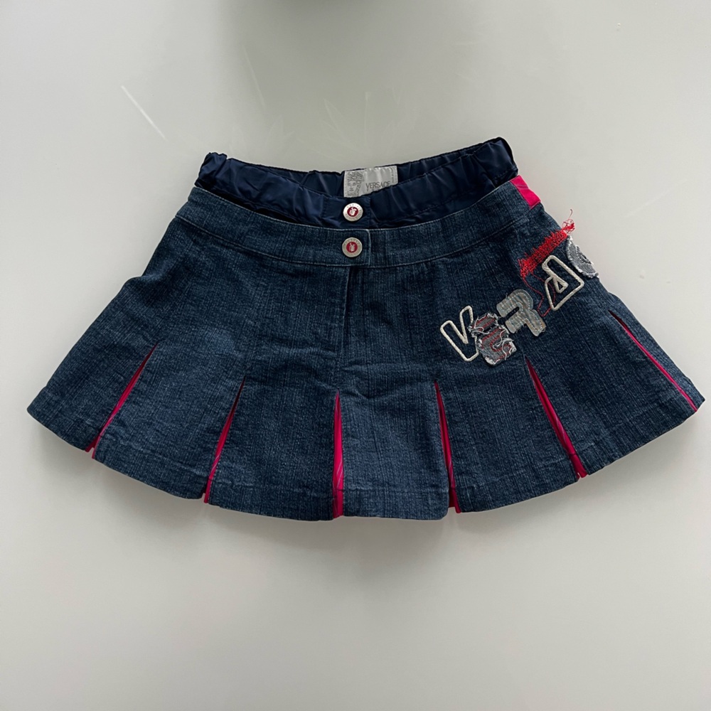 Versace Kids Denim Skirt with Pink Details